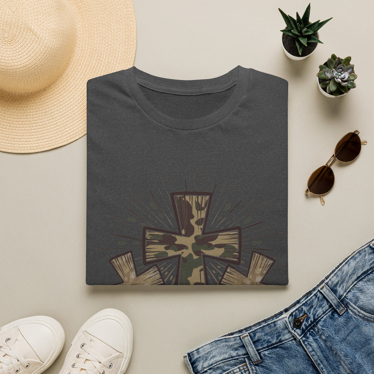 Jesus Loves Me Camouflage Cross T-Shirt