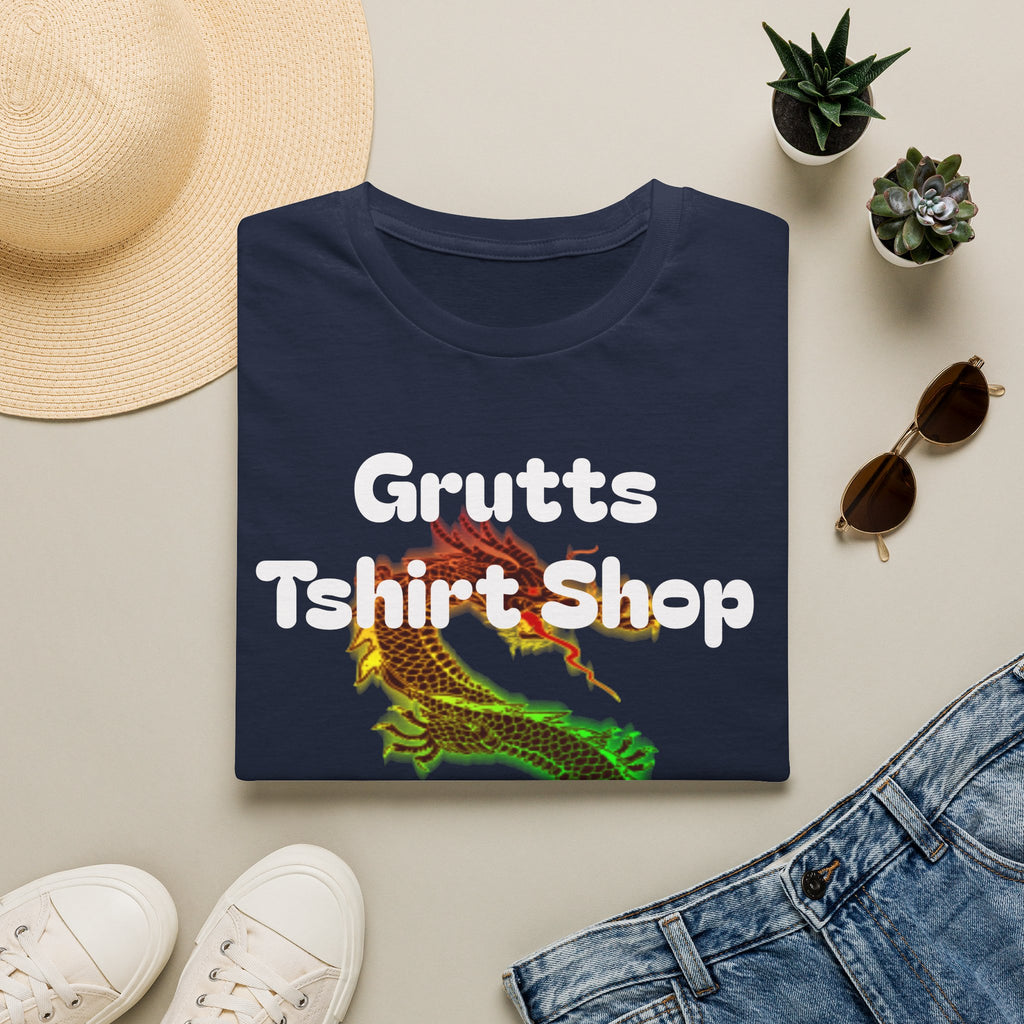 Grutts T-Shirt Shop Black Tee — Rainbow Dragon Graphic Shirt