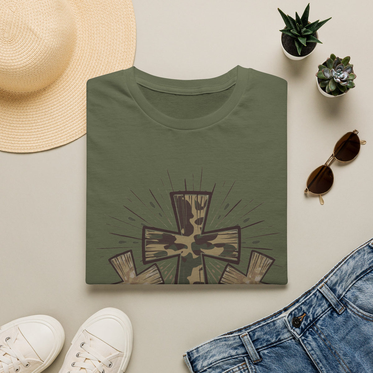 Jesus Loves Me Camouflage Cross T-Shirt
