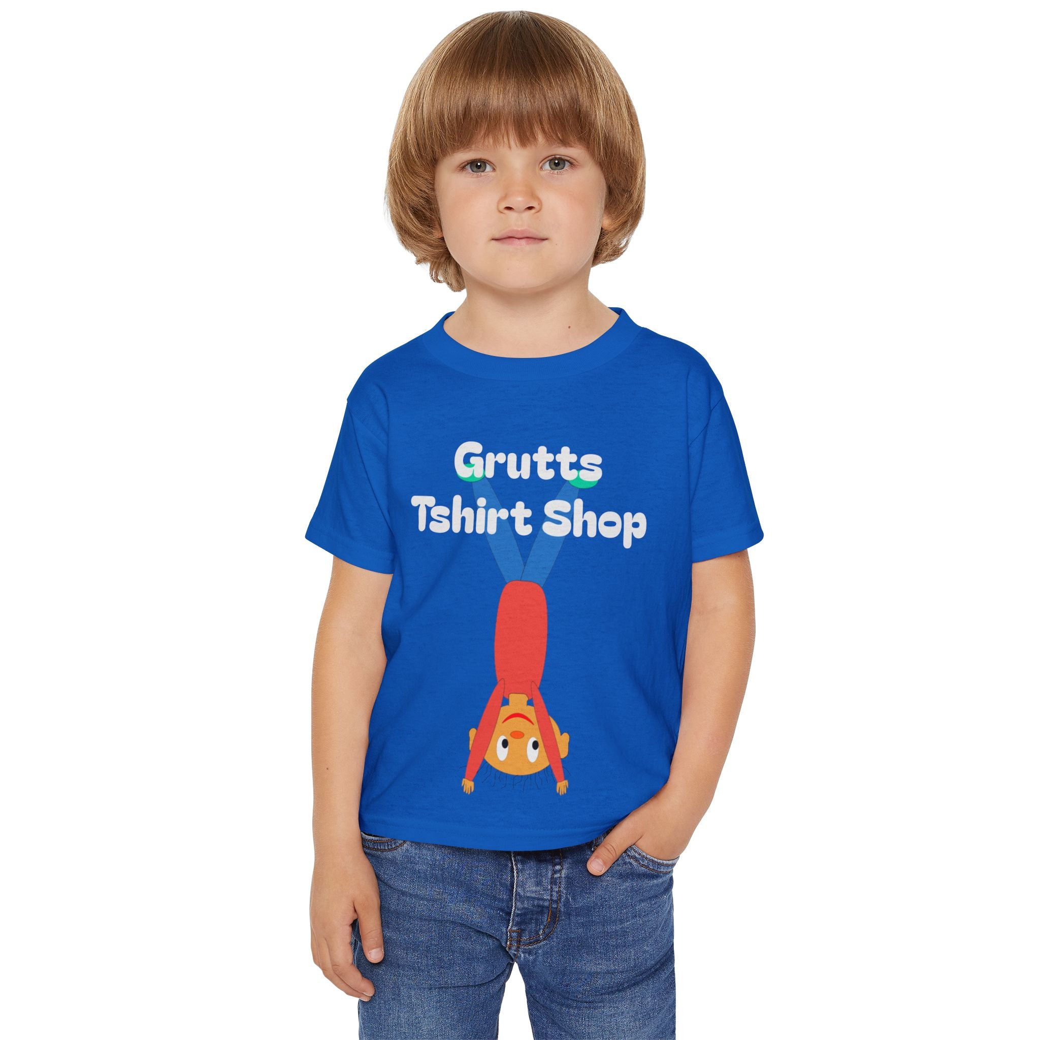 Toddler T-Shirt — Playful Upside-Down Kid Graphic ("Grutts Tshirt Shop")