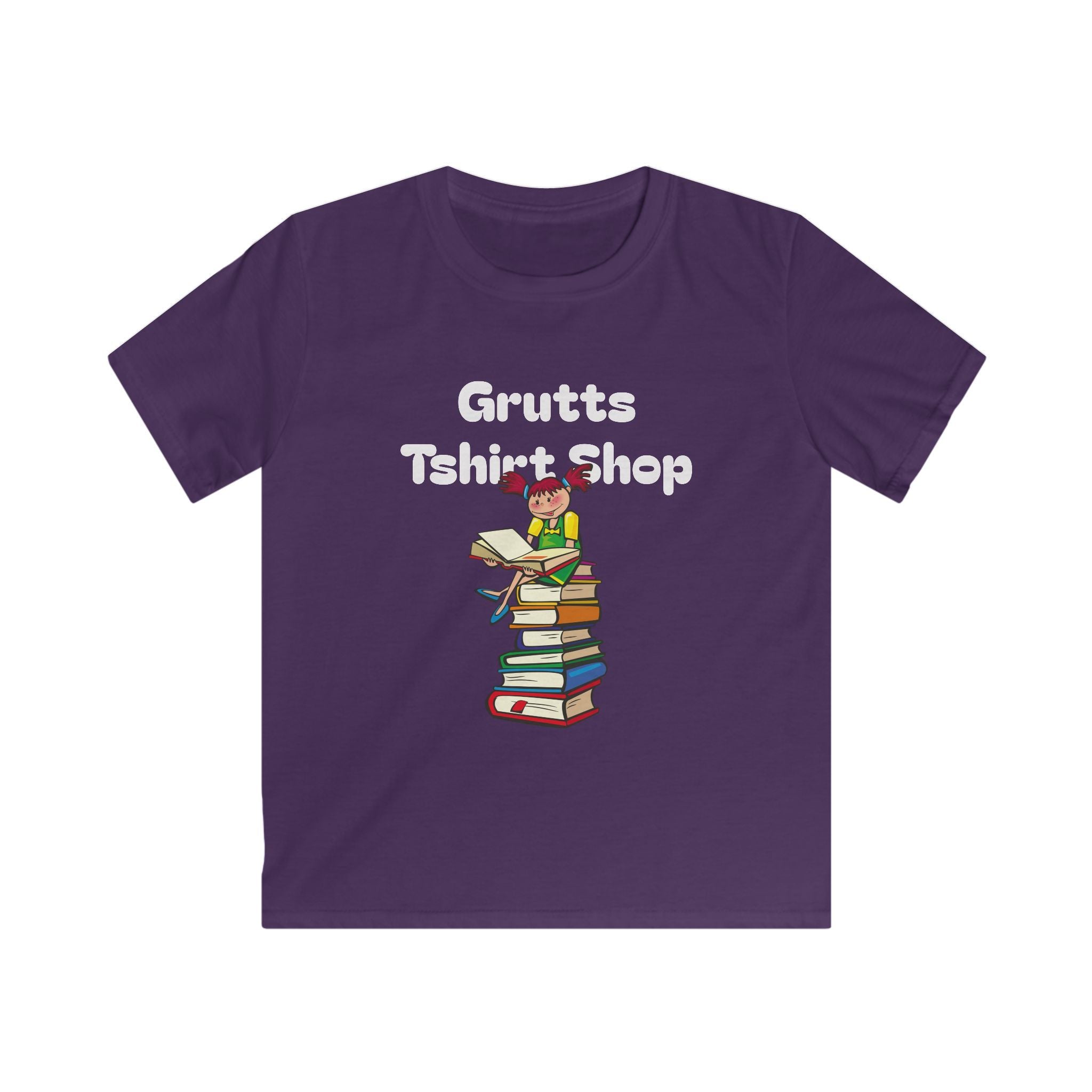 Kids Bookworm T-Shirt – Cute Reading Stack Graphic Tee ("Grutts Tshirt Shop")