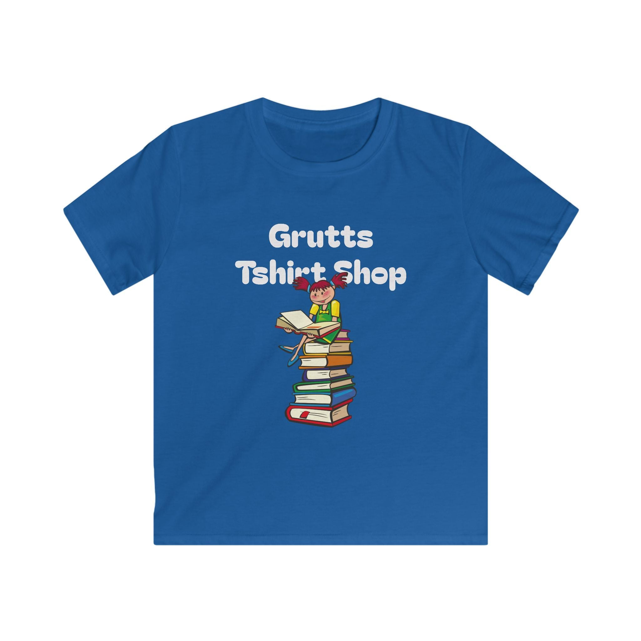 Kids Bookworm T-Shirt – Cute Reading Stack Graphic Tee ("Grutts Tshirt Shop")