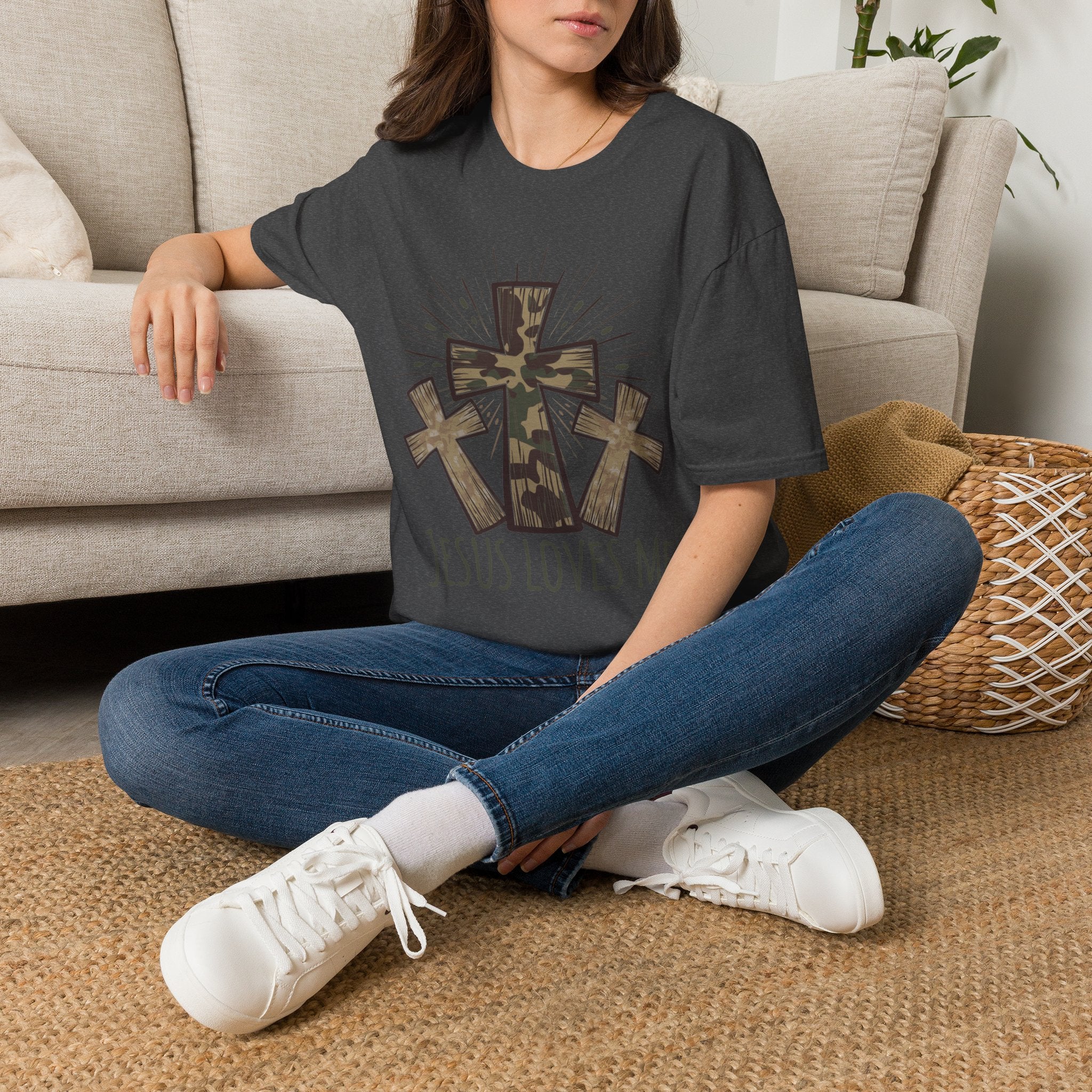 Jesus Loves Me Camouflage Cross T-Shirt