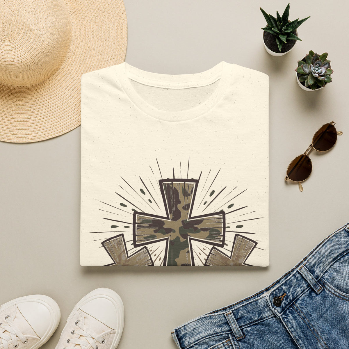 Jesus Loves Me Camouflage Cross T-Shirt
