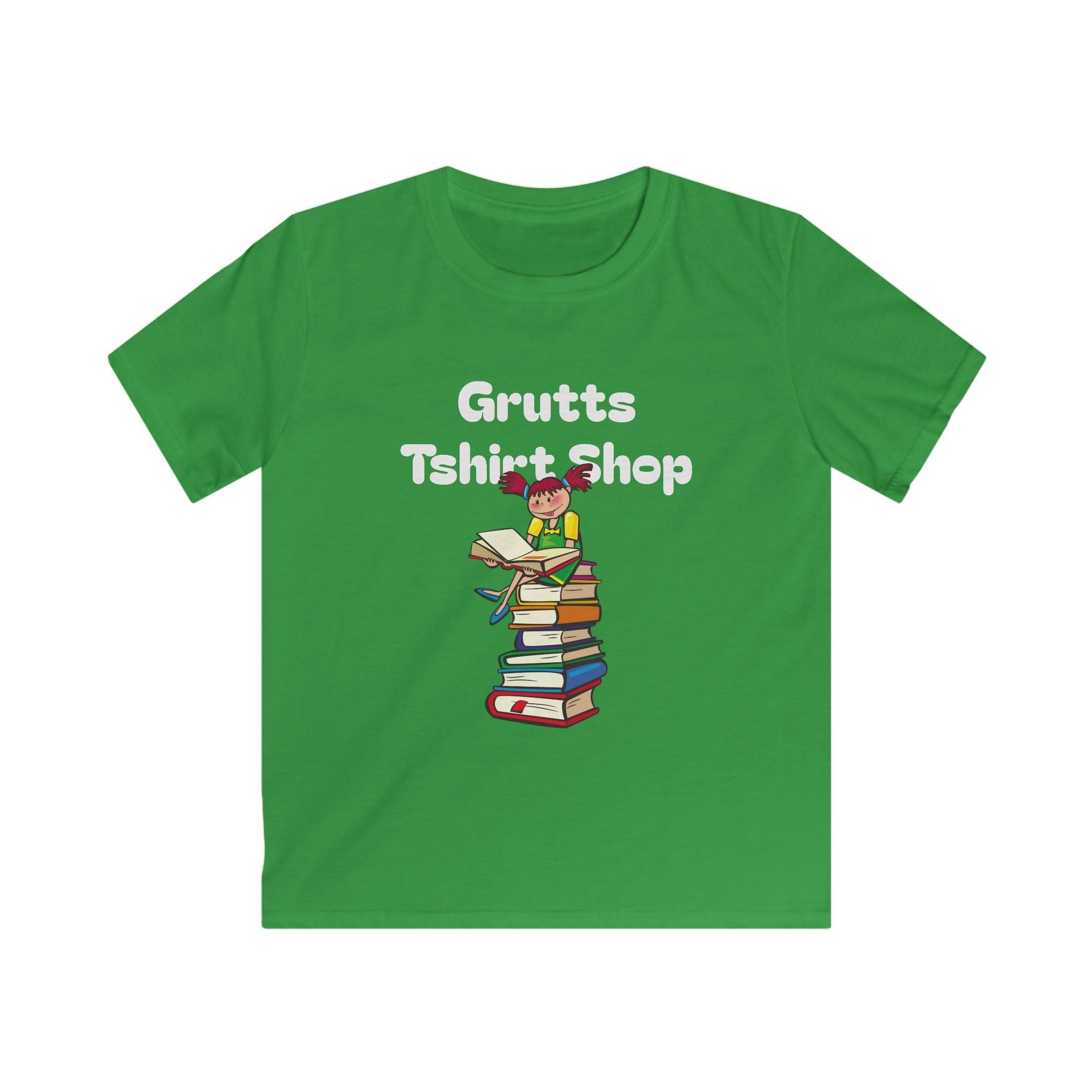 Kids Bookworm T-Shirt – Cute Reading Stack Graphic Tee ("Grutts Tshirt Shop")