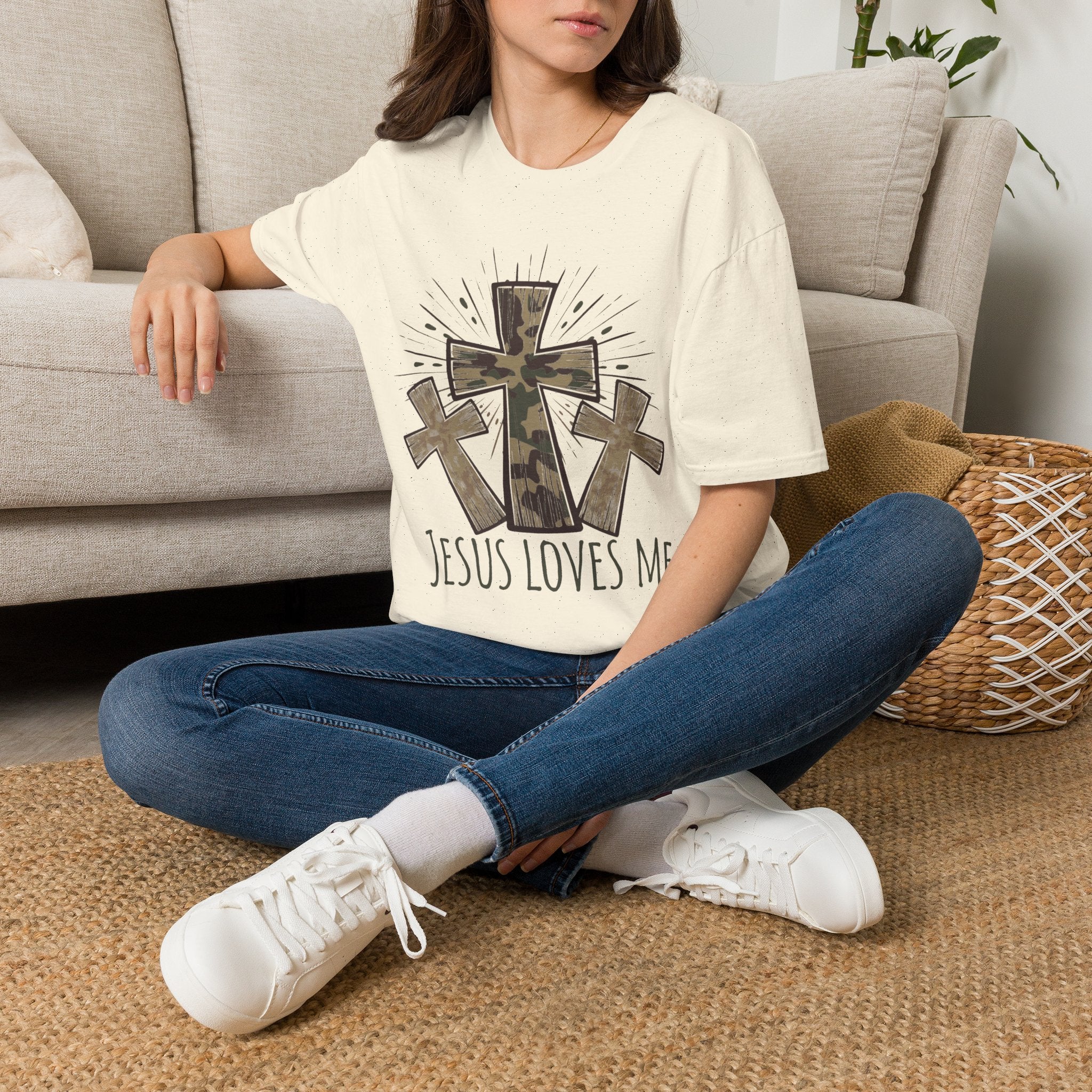 Jesus Loves Me Camouflage Cross T-Shirt