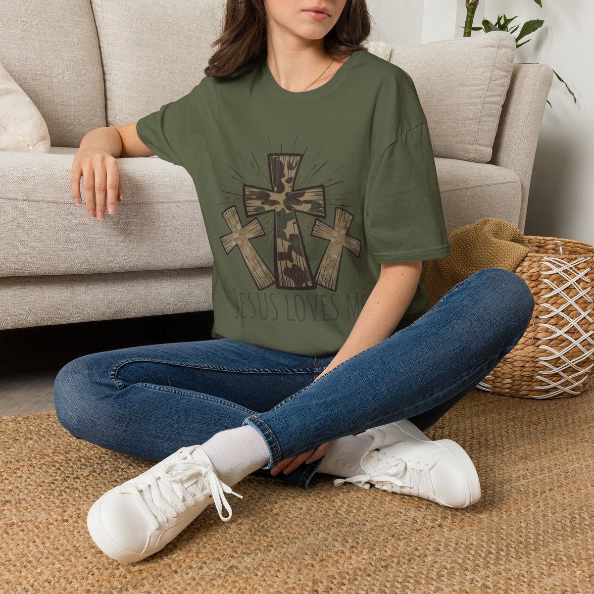 Jesus Loves Me Camouflage Cross T-Shirt