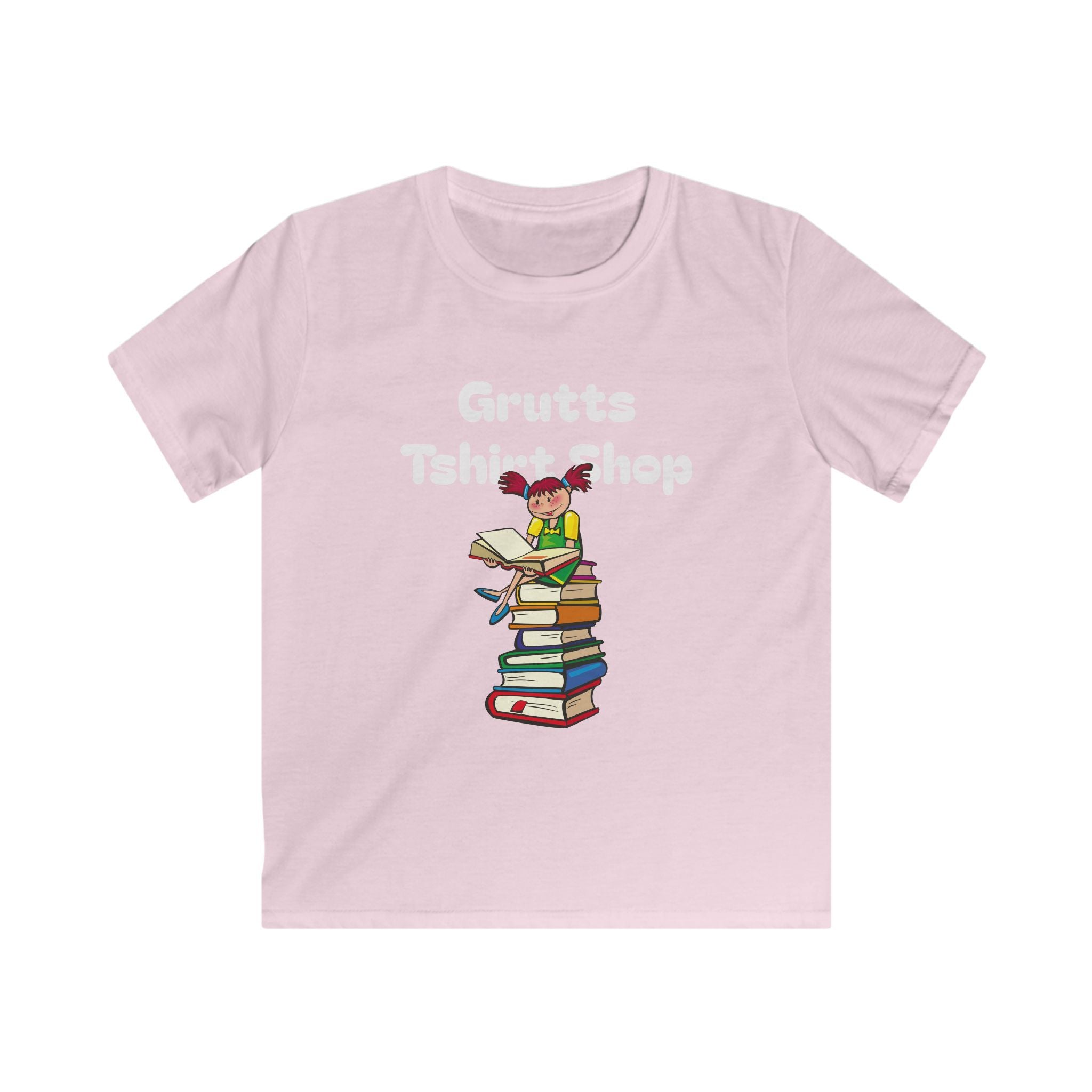 Kids Bookworm T-Shirt – Cute Reading Stack Graphic Tee ("Grutts Tshirt Shop")