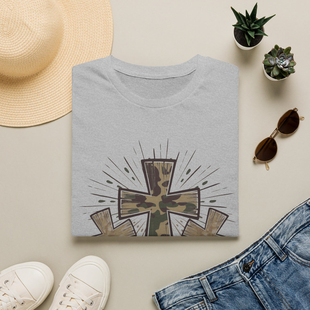Jesus Loves Me Camouflage Cross T-Shirt