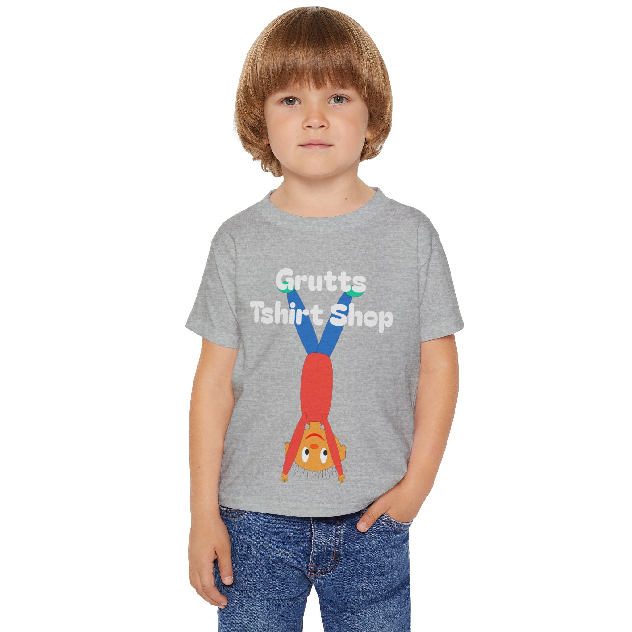 Toddler T-Shirt — Playful Upside-Down Kid Graphic ("Grutts Tshirt Shop")