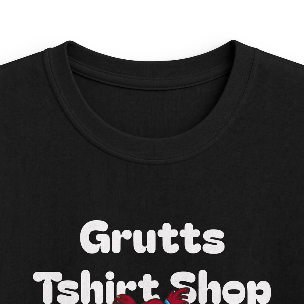 Kids Bookworm T-Shirt – Cute Reading Stack Graphic Tee ("Grutts Tshirt Shop")