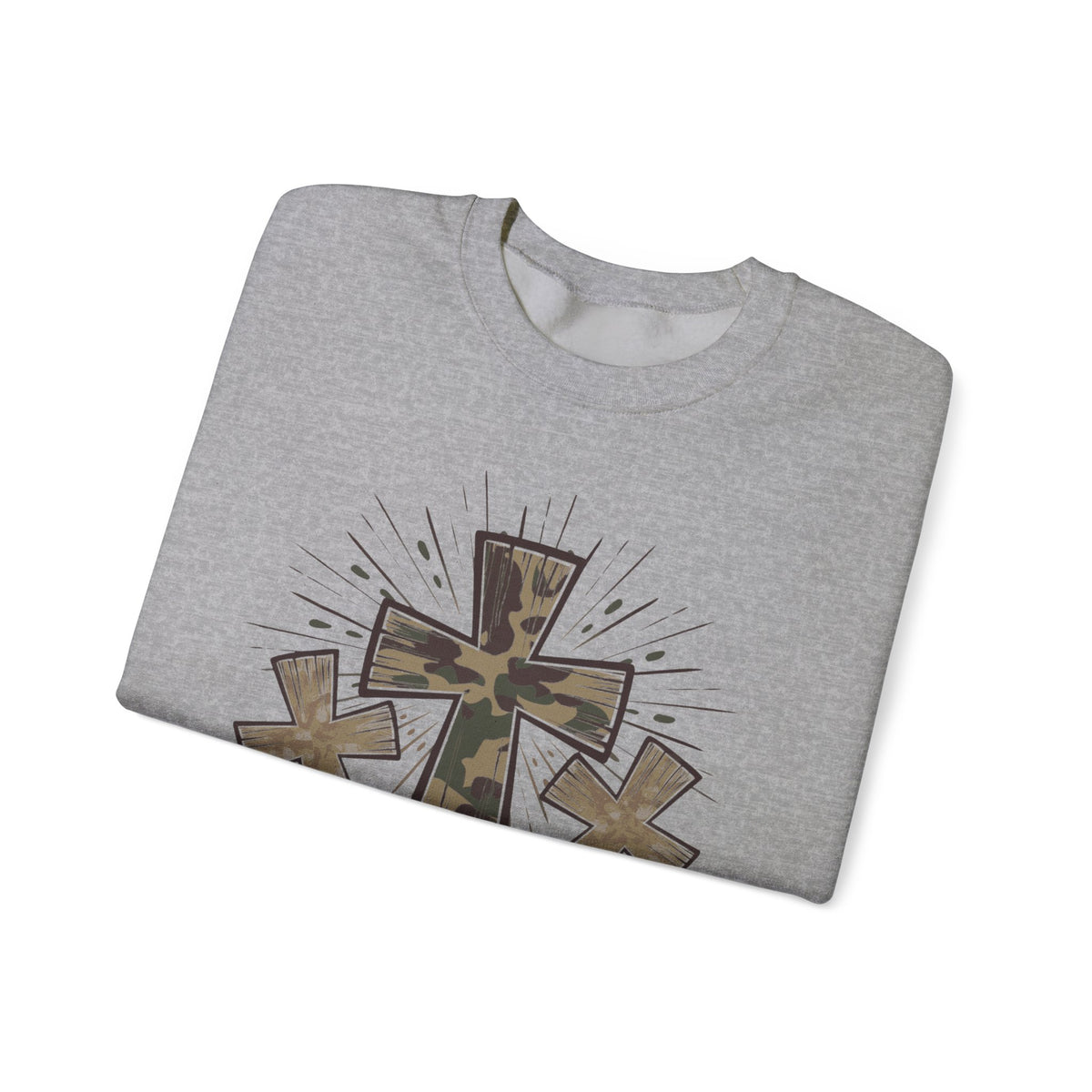 Jesus Loves Me Sweatshirt — Camouflage Cross Christian Crewneck