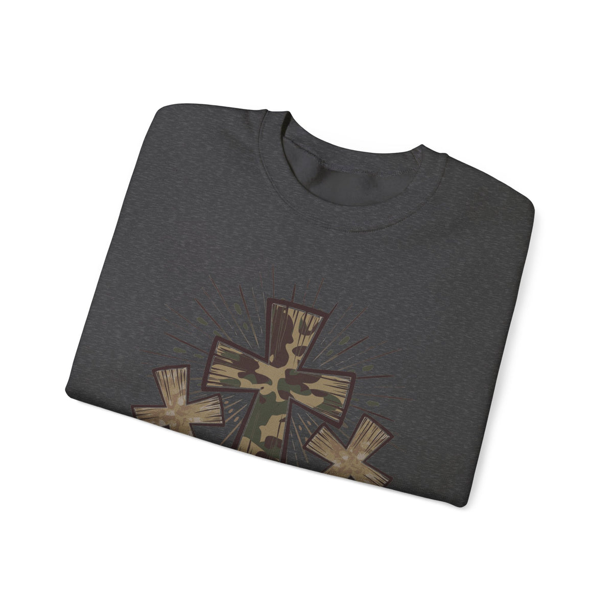 Jesus Loves Me Sweatshirt — Camouflage Cross Christian Crewneck